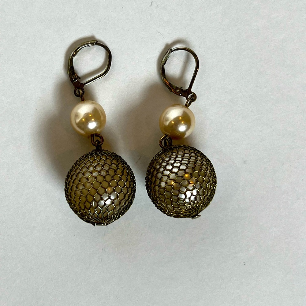 Light Weight Dangling Ball Earrings with Faux Pearl.